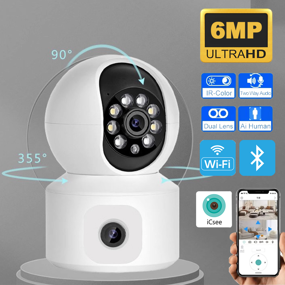 Home Cinema Screen - 6MP ICSEE WLAN-IP-Kamera mit Doppellinse und