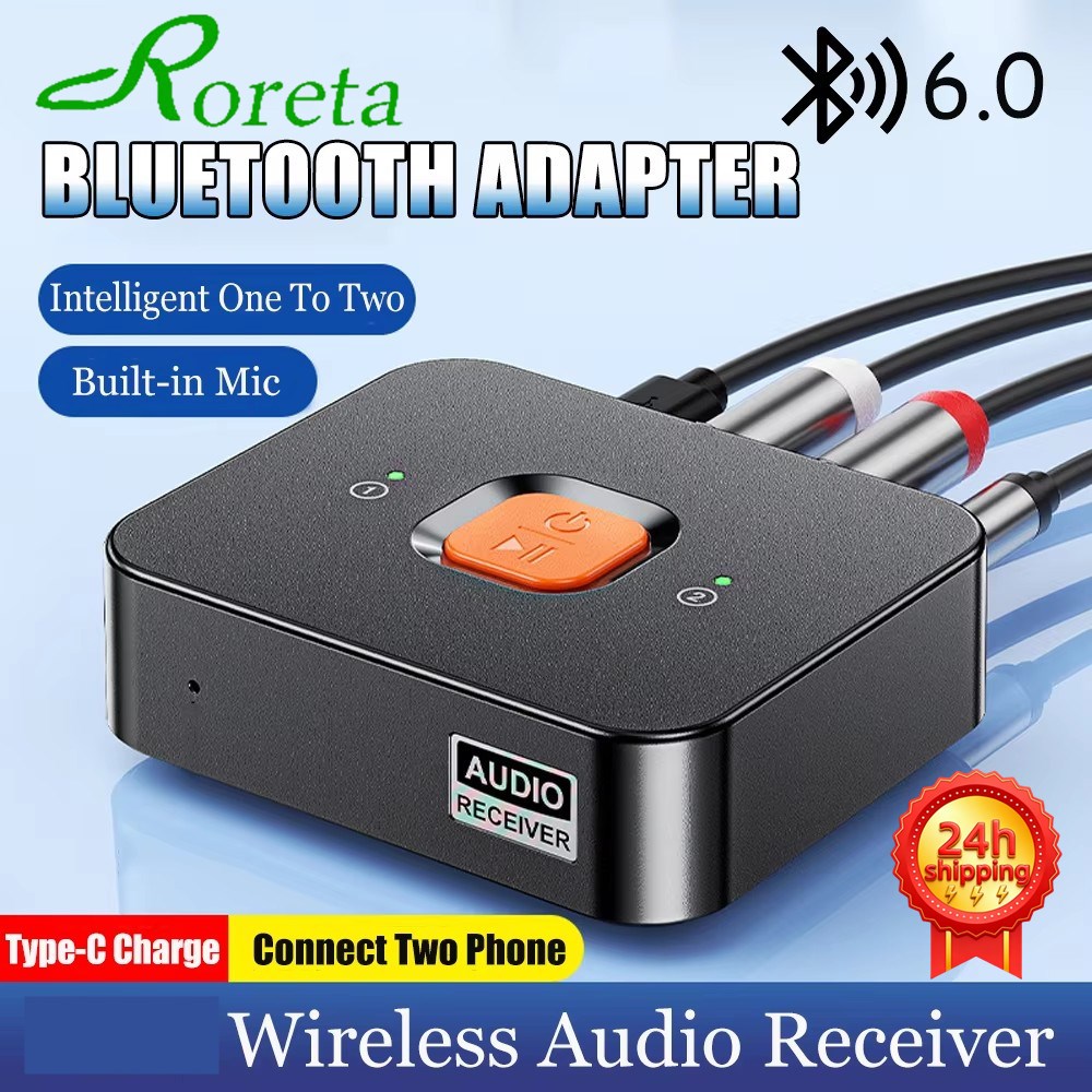 Home Cinema Receiver - Bluetooth 6.0-Empfänger, 3,5-mm-AUX-Buchse, RCA-Wireless-Adapter, integriertes Mikrofon,