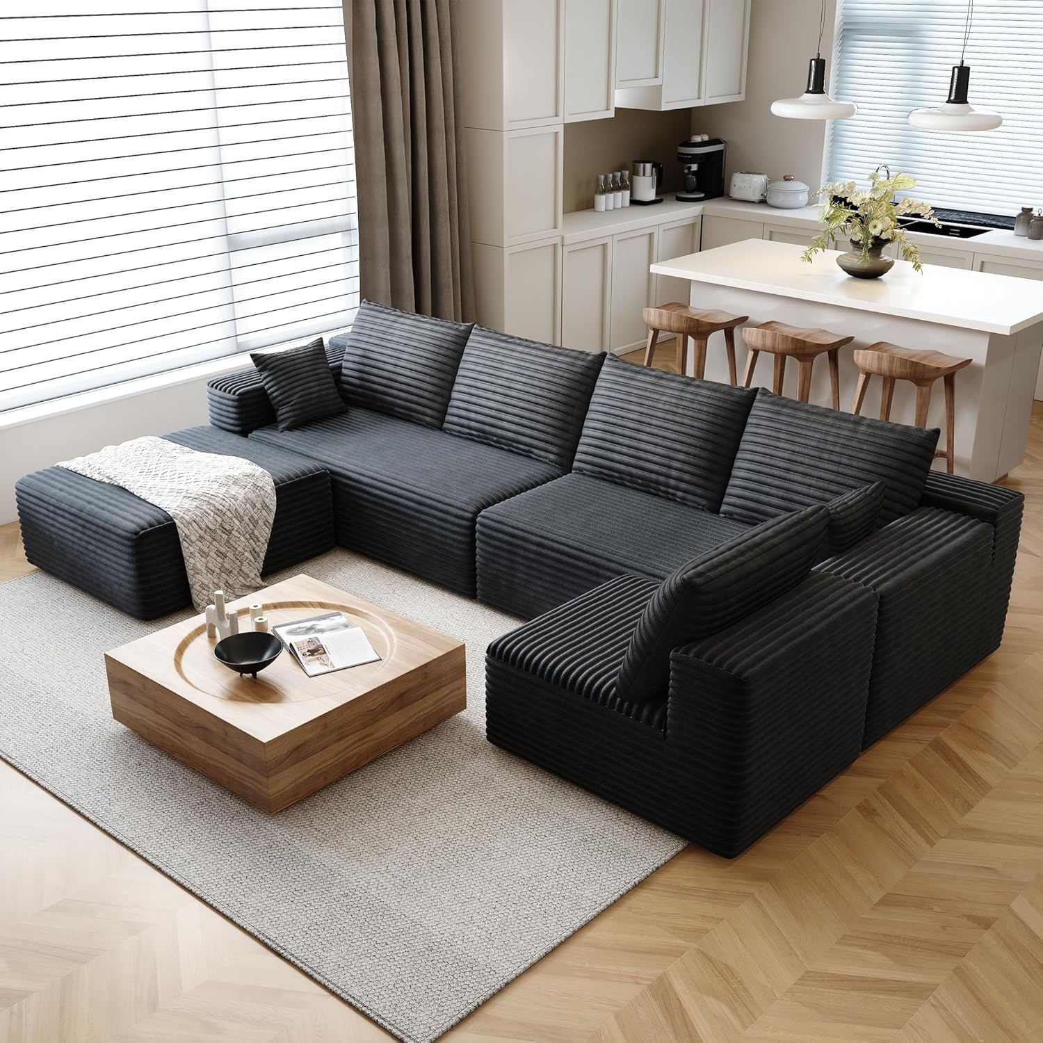Recliner Sofa Cover - Sofagarnitur im Cloud-Stil, mit Cordbezug, flauschigen