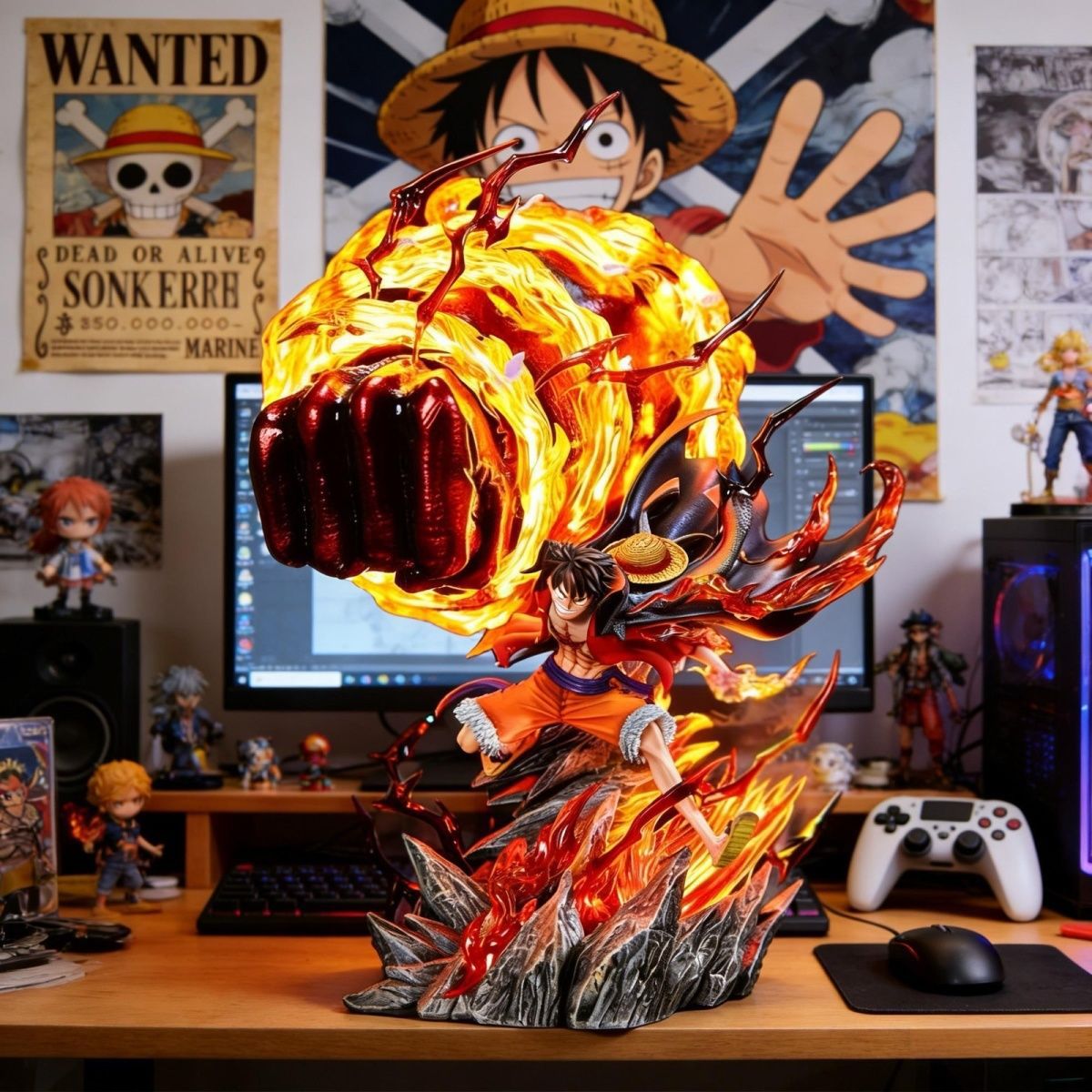 Home Cinema Lighting - LZ Karmic Fire Luffy 35CM Leuchtfigur