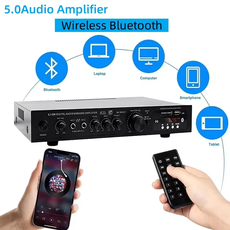 Home Cinema Receiver - AV-369BT Bluetooth 5.1 Sound Lautsprecher AMP